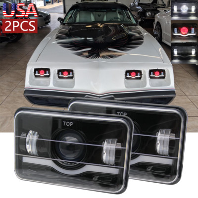 2PCS 4x6'' LED Headlights High/Low DRL For Pontiac Firebird Trans Sport 1980-2002