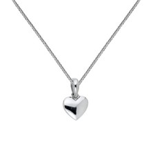 Genuine 14k White Gold 0.27" Tiny Puffed Heart Pendant Necklace 16" to 22"
