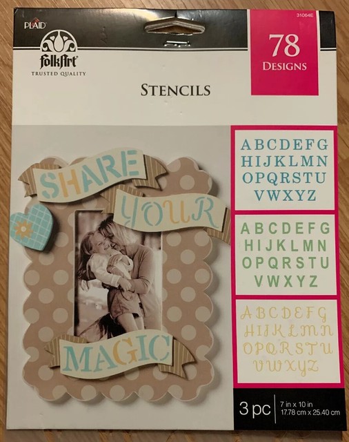 Plaid Folk Art 3pc Alphabet Stencils 7 X10 3 Fonts For Sale Online Ebay