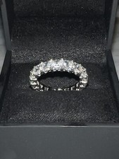 925 Sterling Silver White Stone Wedding Band Women Ring Size 6