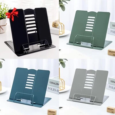 GEOYIEN Adjustable Book Stand Holder - Multifunctional Metal Rack for Reading, Blue
