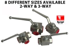 HYDRAULIC BALL VALVE BSP Isolating Shut Off Lever 2 / 3 Way Steel High Pressure