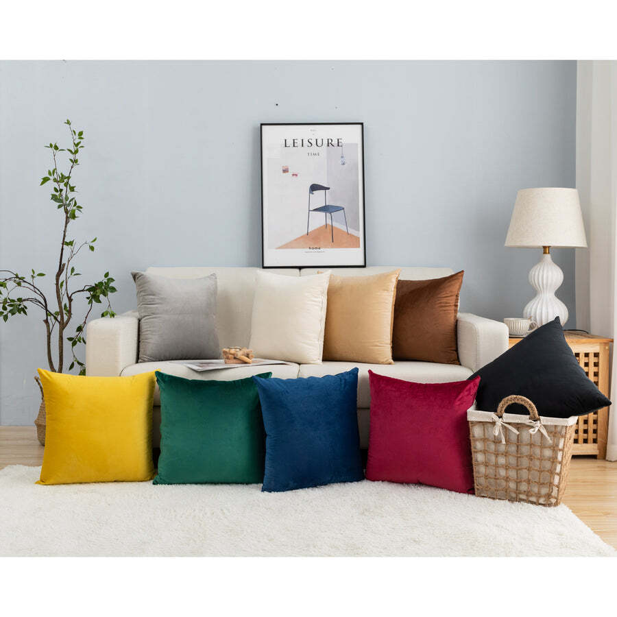 CaliTime Confezione da 2 federe per cuscini in morbida ecopelle tinta unita, in ciniglia, per divano, decorazione della casa, 45 x 45 cm, blu navy