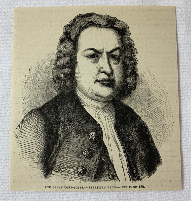 1882 magazine engraving~ composer SEBASTIAN BACH