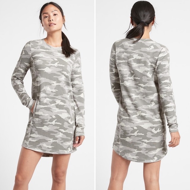Athleta Balance Printed Dress XSMALL XS Camo Lux Grey Heather Pockets