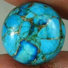 Natural Sky Blue Copper Turquoise Round Cabochon Gemstones 09.00Cts 14x 14x 06mm