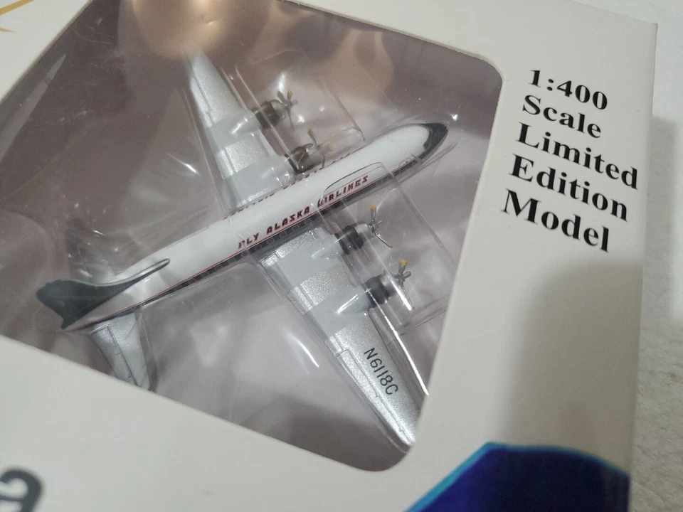 Aeroclassics 1/400 Diecast Alaska Airlines DC-6 Golden Nugget N6118C NEW IN BOX! - Image 2 of 4