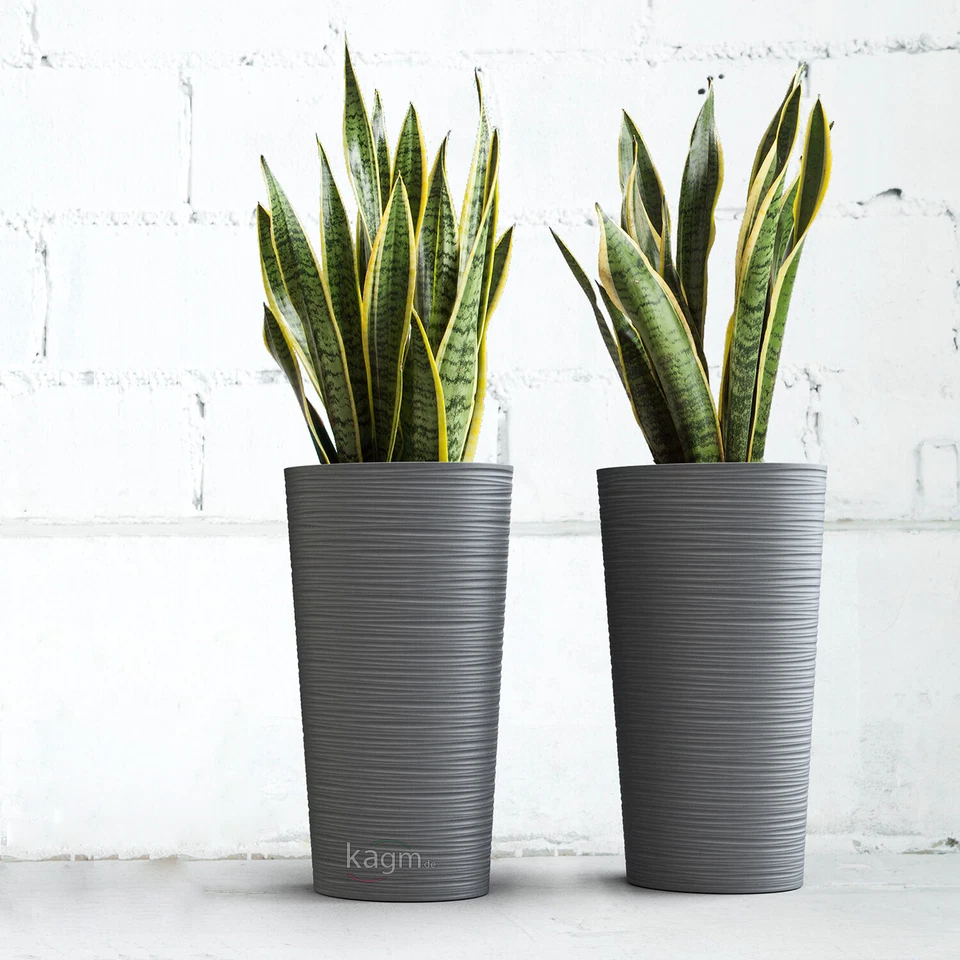 Blumenkübel Blumentopf Übertopf rund gerillt Pflanzeinsatz 3 Farben 3 Größen - Bild 2 von 4