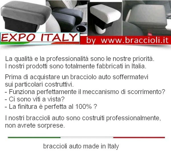 Bracciolo PREMIUM per FIAT TIPO -TESSUTO NERO REGOLABILE LUNGHEZZA MADE IN ITALY - Immagine 3 di 4
