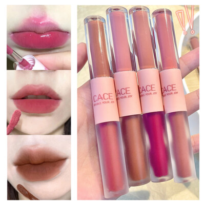 Doppelköpfiger Matter Lippenstift Mit Spiegel Lipgloss Politur Wasserfester B  