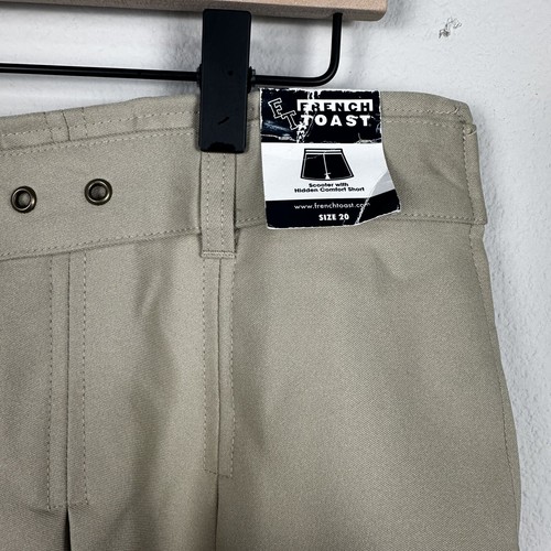 FRENCH TOAST Pleated Scooter Short Skirt Girls Size 20 Khaki Tan Uniform Belt - Picture 2 of 7