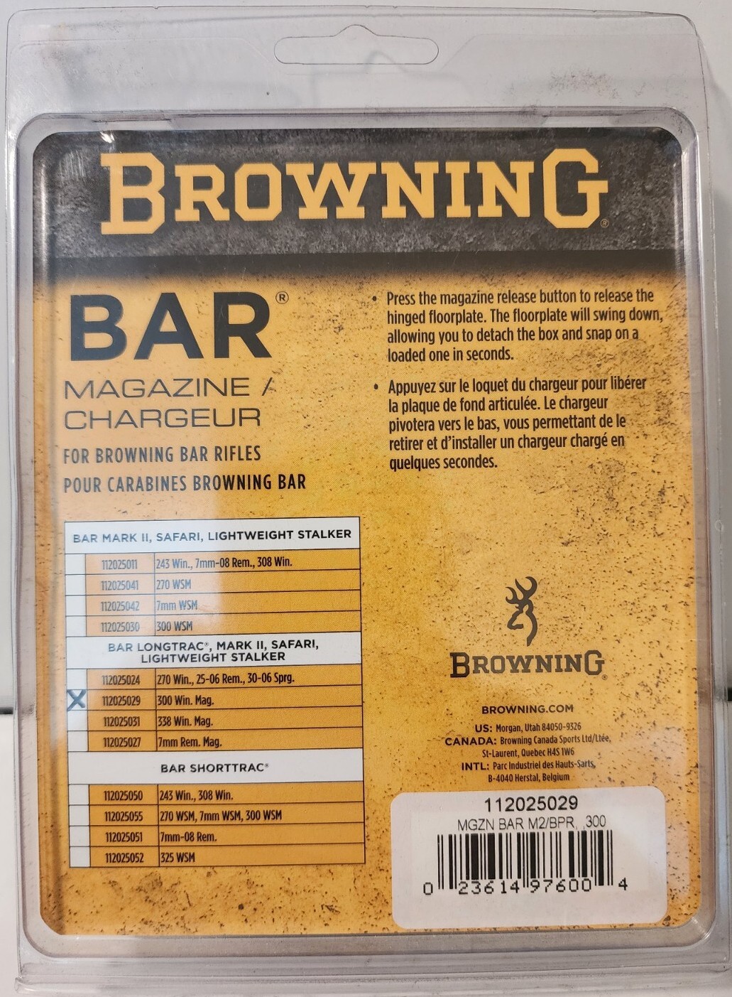 Browning Bar MKII 300 Win Mag 3rd Magazine 1020131 for sale online | eBay