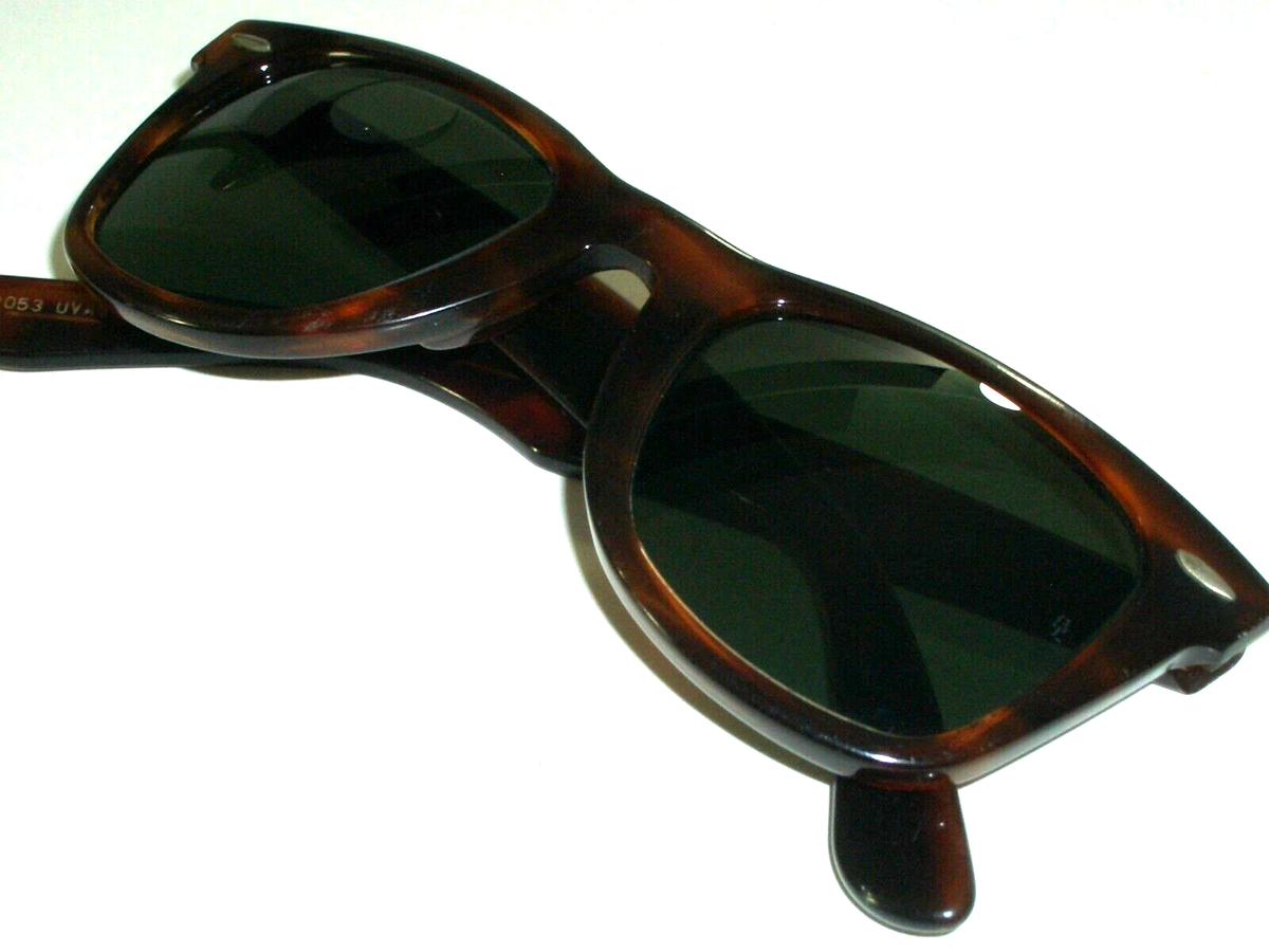 VINTAGE B&L RAY-BAN USA L2053 UVAS TORT G15 CRYSTAL WAYFARERS 50