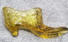 Vintage Amber Fenton Glass Daisy & Buttons Shoe Slipper Boot 6 inches