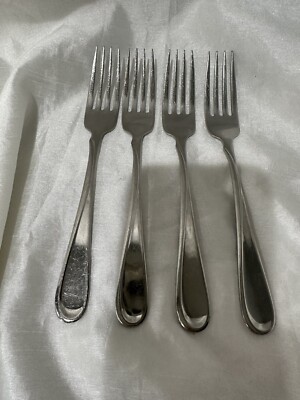 Lot Of 4 Oneida Flight Reliance Stainless Glossy Dinner Fork 7 3/8 USA