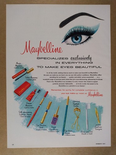 1960 Maybelline Eye Make-up Mascara Tools vintage print Ad - 第 1/1 張圖片