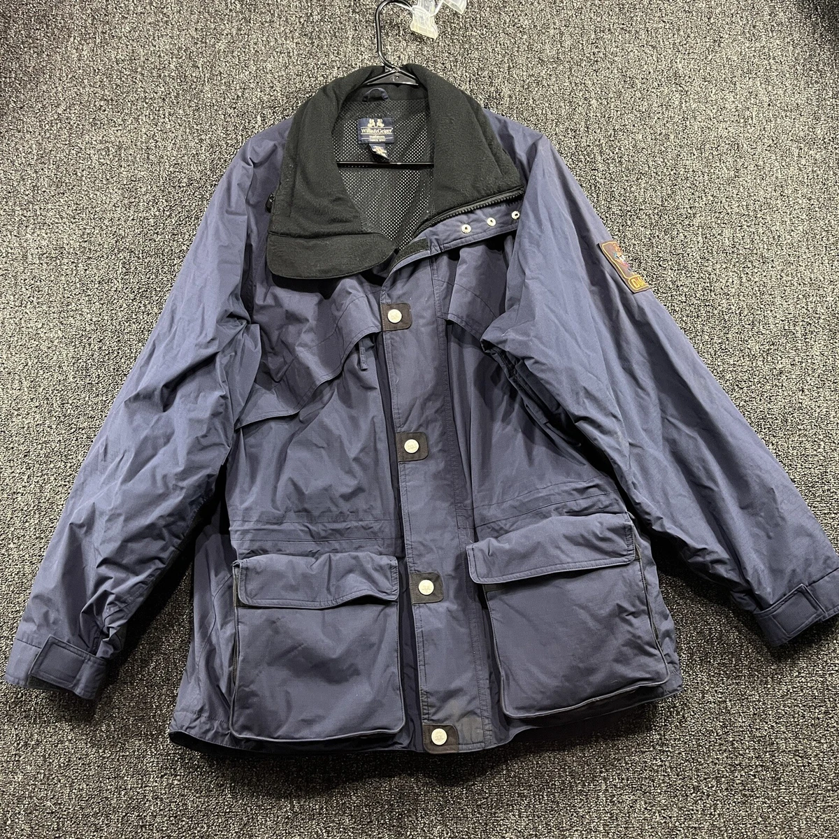 Willis & Geiger Mens Jacket Large Blue Nylon Softshell Vented