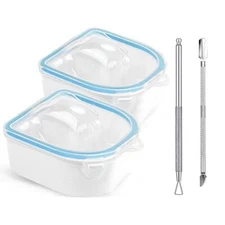 2 Pcs Nail Soak Off Bowl Gel Polish Remover with Cuticle Peeler and Pusher