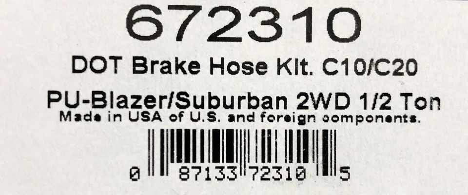 Russell 672310 Stainless Steel  Brake Hose Kit Chevy GMC C10 C20 1979-87 2WD - Image 2 of 2