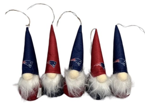 5 New England Patriots Plush Gnome Christmas Tree Ornament Memory Club 7" NWOT - Picture 1 of 11