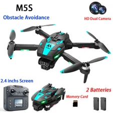 M5S Drone WIFI FPV HD Dual Camera 360° Stunt Roll Obstacle Avoidance 2 Battery