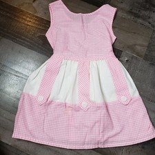 Vintage Handmade Pink  White Gingham Cottagecore Girls Dress