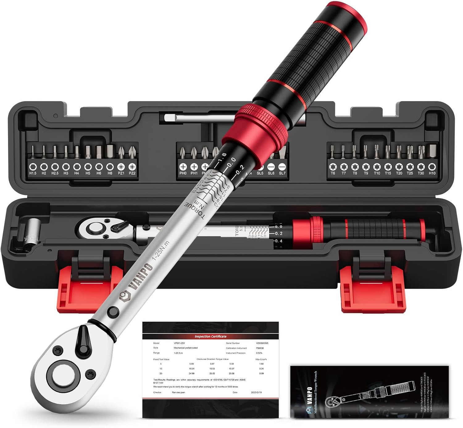 Chiave Dinamometrica Bici 1-25Nm Professionale ±3% - Kit 32 Pezzi 1/4"