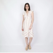 REFORMATION Striped Linen Wrap Dress Sz XS