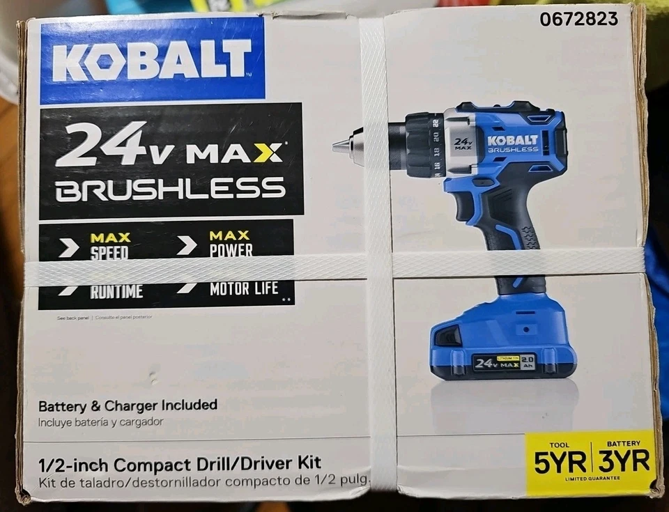 NEW Kobalt 24V MAX Brushless 1/2-inch Compact Drill/Driver Kit #KDD 1424A-03 - Image 2 of 3