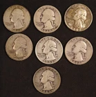 Lot of 7 - Silver Washington Quarters (1940-1960) - G-AU+ - Nice Details-Lot #13