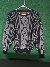 Rare Vintage Sostanza Fashion Police Sweater Mens XL Black White Knit
