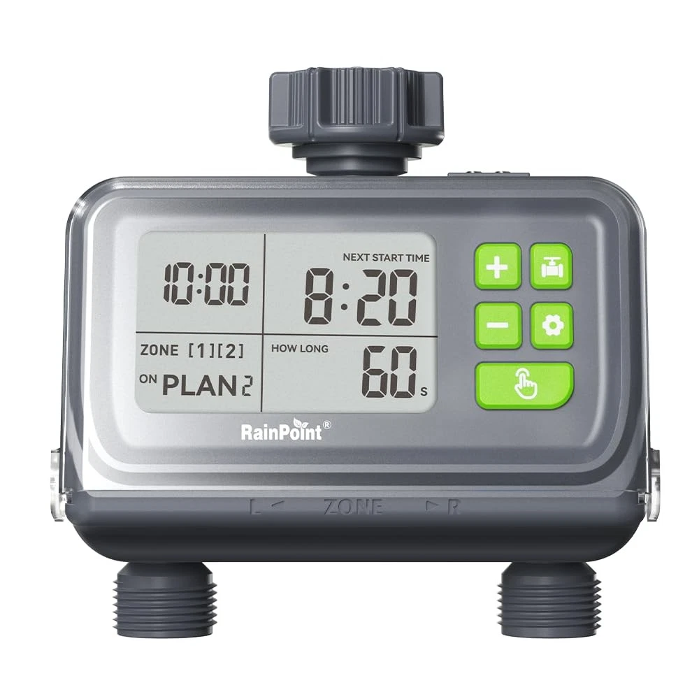 RAINPOINT 2 Zone Smart Water Timer for Garden Hoses - Lawn Sprinkler Timers with