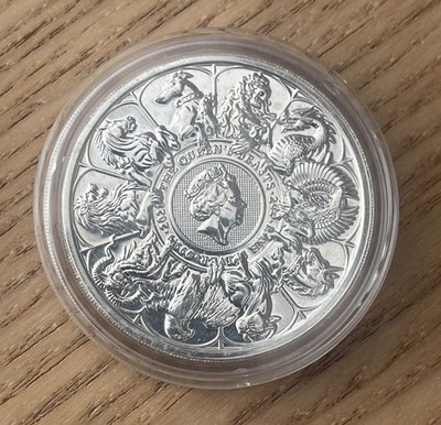 SILBERMÜNZE  Queen Beasts Completer Coin 2 Oz 9999 Ag 5 Pounds - echtes Silber
