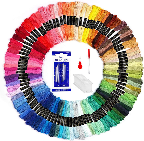 Magrimaxio Stickgarn Set 100 Farben, Embroidery Thread 8M Sticktwist-image