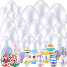 Easter Foam Eggs 40 PCS White Craft Crafting Decor Multisize