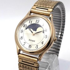 Seiko Vintage Moon Phase Quartz Watch New Battery Working Used From Japan