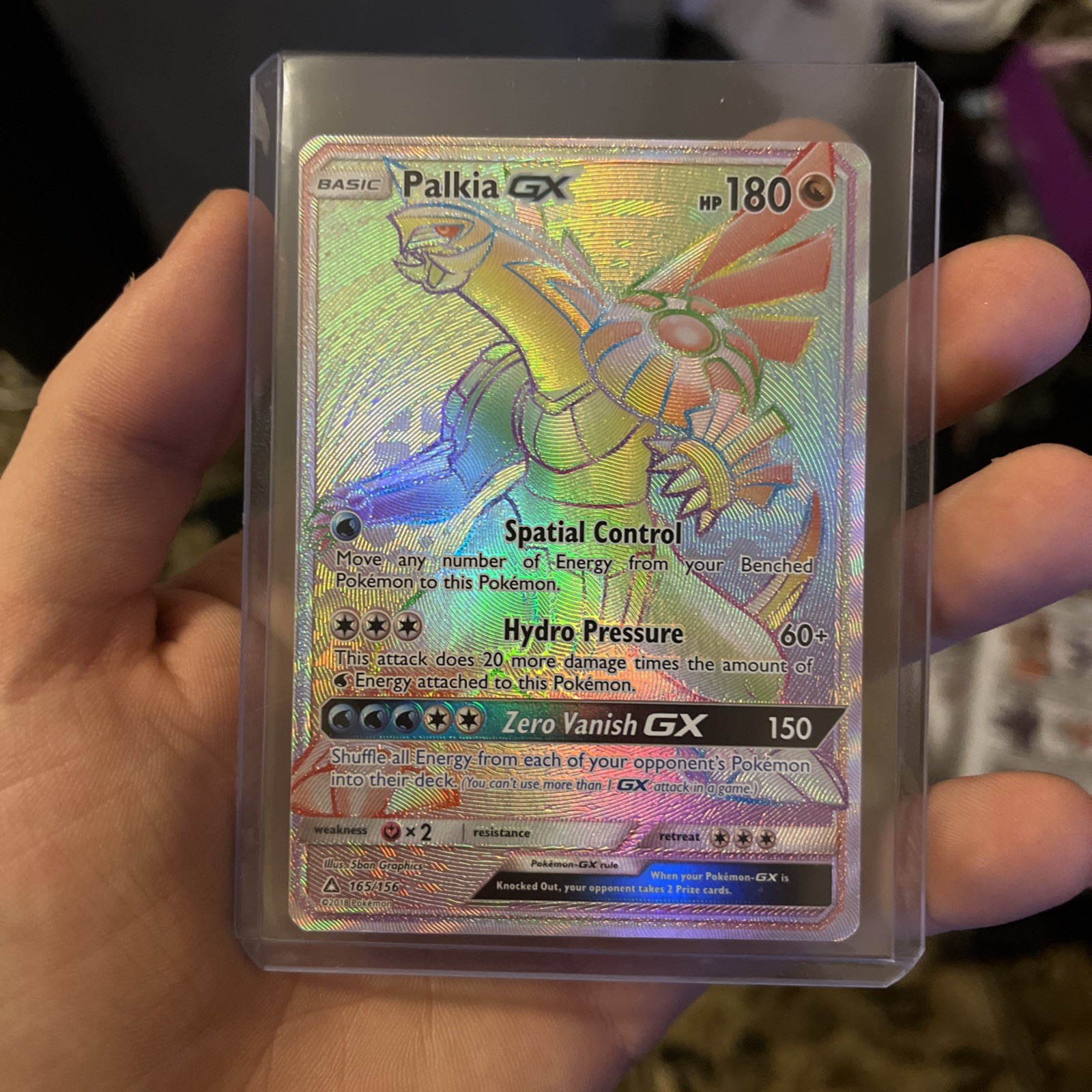 Pokémon TCG Palkia GX 165/156 Ultra Prism Rainbow Rare Card NM Near Mint