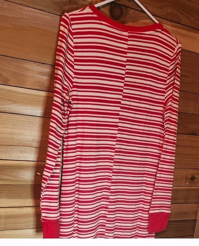 Victoria's Secret Pink One Piece Pajama XL Red & White Stripes - Изображение 2 из 4