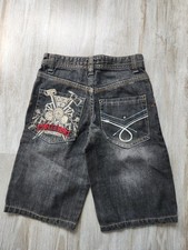 Phat Farm Dark Gray Denim Jean Shorts Long Baggy Style Y2K kids Youth Size 8