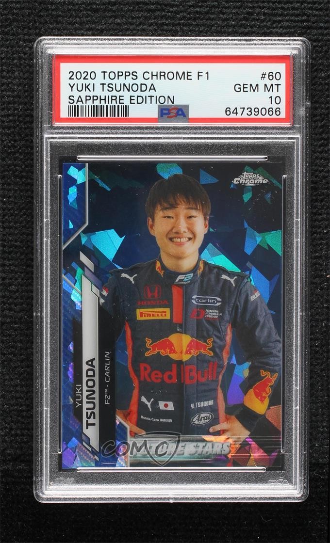 2020 Topps Chrome Sapphire Edition Formula 1 Yuki Tsunoda #60 PSA 10 GEM MT 2e2