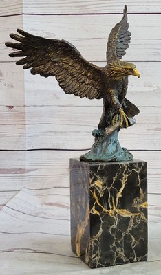 Art Deco Sculpture Flying Eagle Falcon Hawk Bronze Statue Figurine Figure Gift