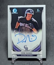 Dom Nunez 1st Prospect Rookie Auto 2014 Bowman Chrome #BCAP-DN Colorado Rockies