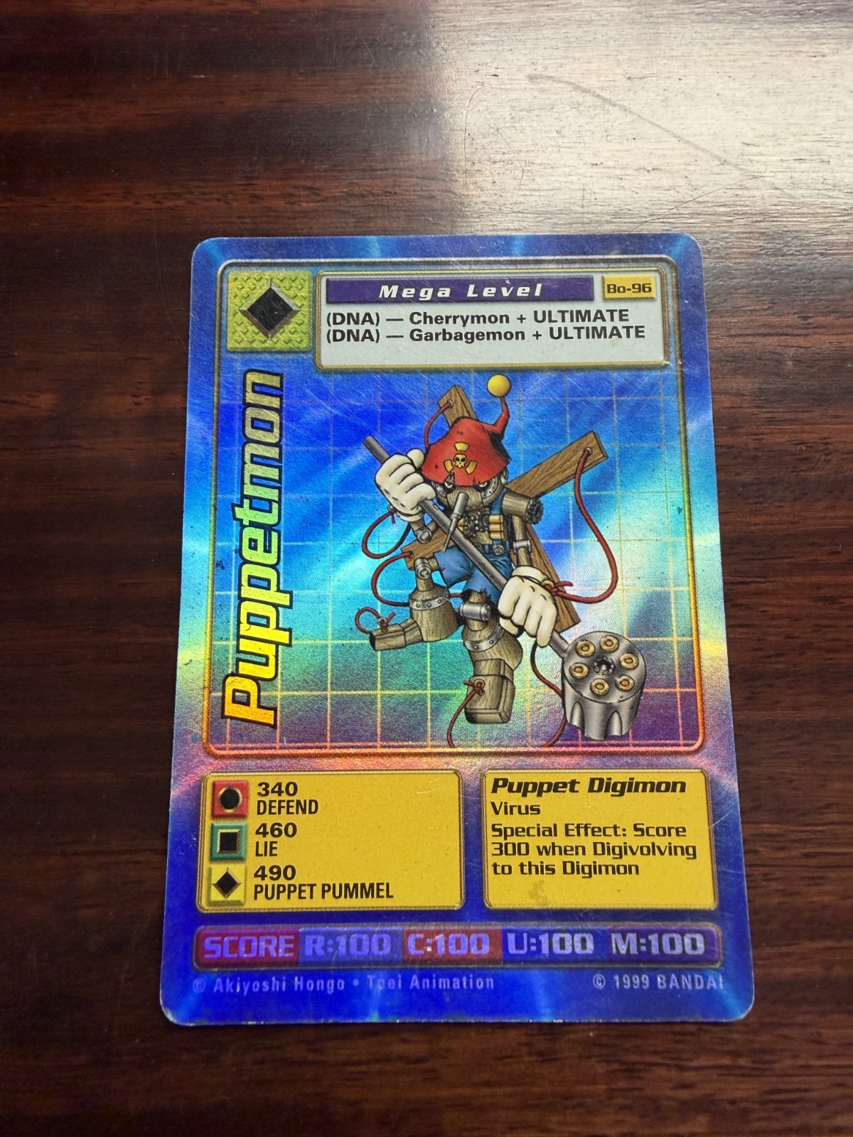Digimon Puppetmon Bo-96 Holo Foil Card Bandai Digi-Battle Vintage Rare 1999