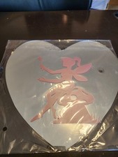 Handmade 12" Heart Mirror W Pink Fairy Sitting On A Mushroom Mystical Fun