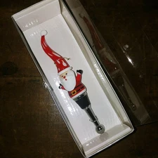 LS ARTS handblown glass Santa Clause Christmas wine bottle stopper