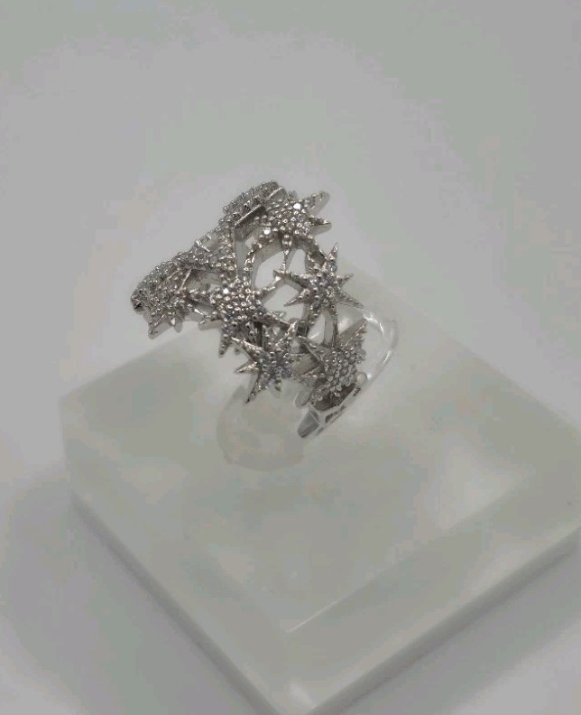 925 Sterling Silver Multi Star Ring Starbust Dazz… - image 3