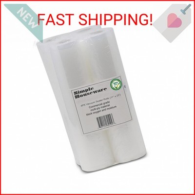 Simple Houseware Vacuum Sealer Bags 11'' x 25' Sous Vide Roll, 4-Pack