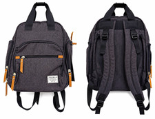 Eddie Bauer First Adventure Gray Polyester Medium Diaper Bag Backpack Pockets