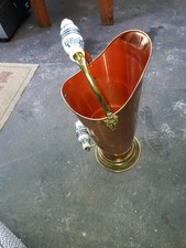 Alte  gro&szlig;e massiv Kupferkanne Kohlesch&uuml;tte mit L&ouml;wenk&ouml;pfen  52 cm Schirmst&auml;nder