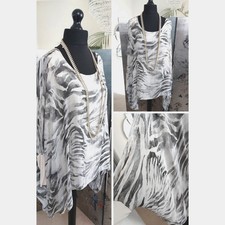 Grey LADIES TUNIC top SILK blouse shirt ITALY women's PLUS size 14 16 18 20 ARTY